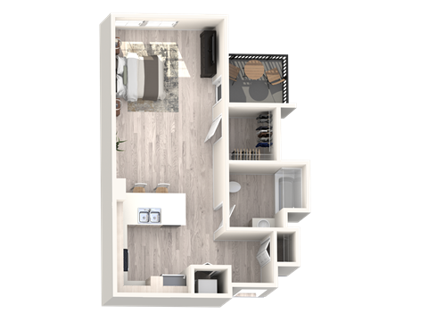 Floor plan for studio, 1 bath, 567 sqft